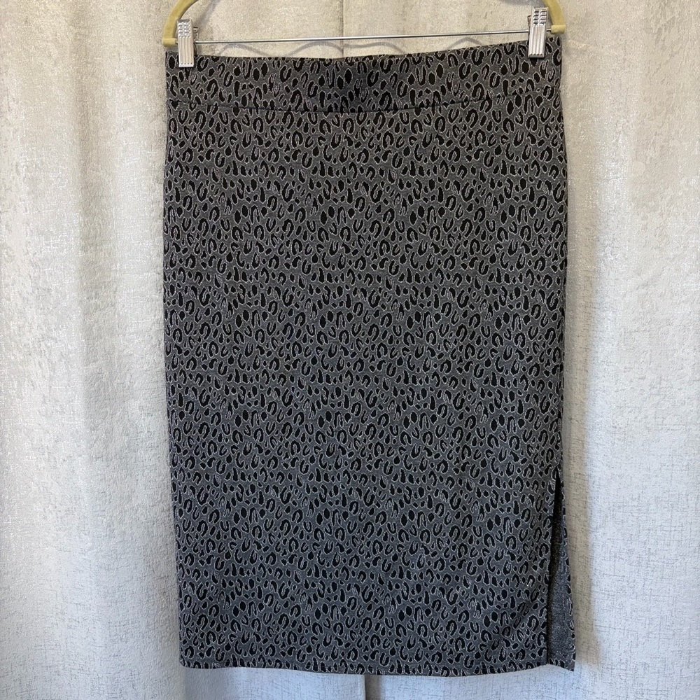 LOFT Animal Print Pencil Skirt LP Black Gray